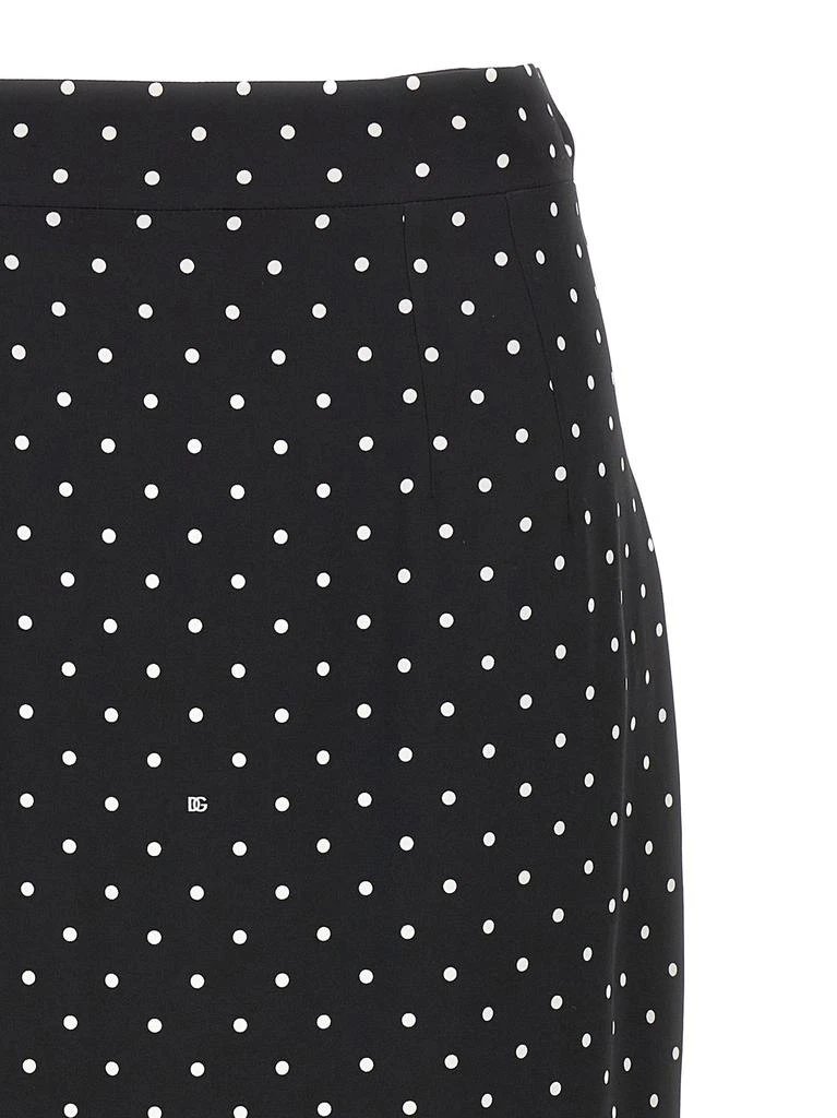 Dolce & Gabbana Dolce & Gabbana Polka-Dot Printed Charmeuse Calf-Length Pencil Skirt 3