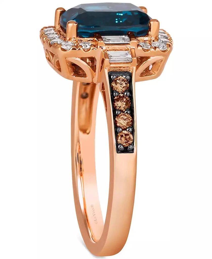 Le Vian Chocolatier® Deep Sea Blue Topaz (2-1/4 ct. t.w.) & Diamond (1/2 ct. t.w.) Halo Ring in 14k Rose Gold 4