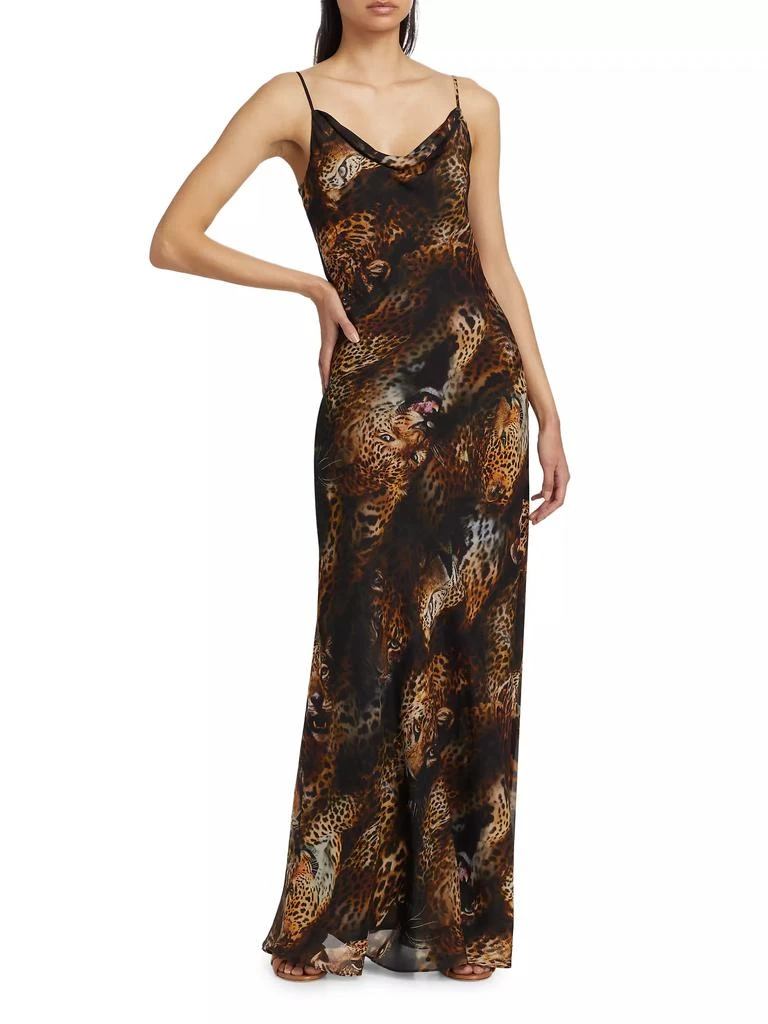 L'Agence Christine Leopard Print Silk Slip Dress 3