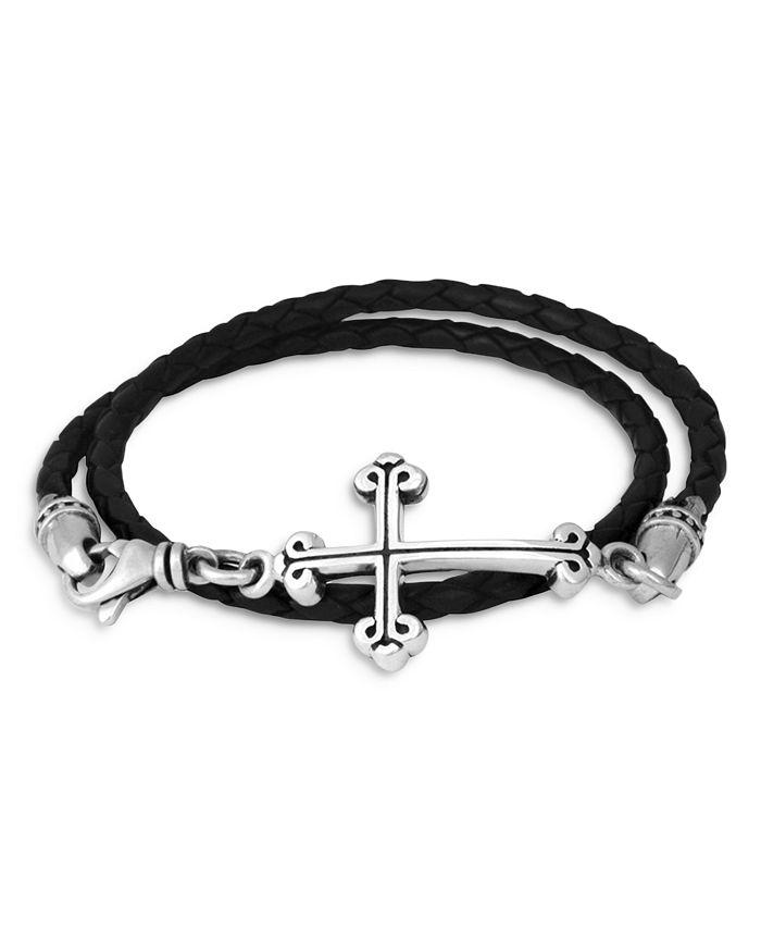 King Baby Traditional Cross Braided Leather Double Wrap Bracelet