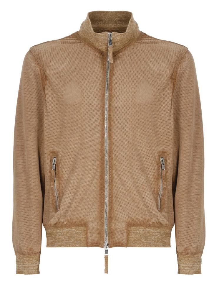 THE JACK LEATHERS Beige Quentin Perfo Leather Jacket