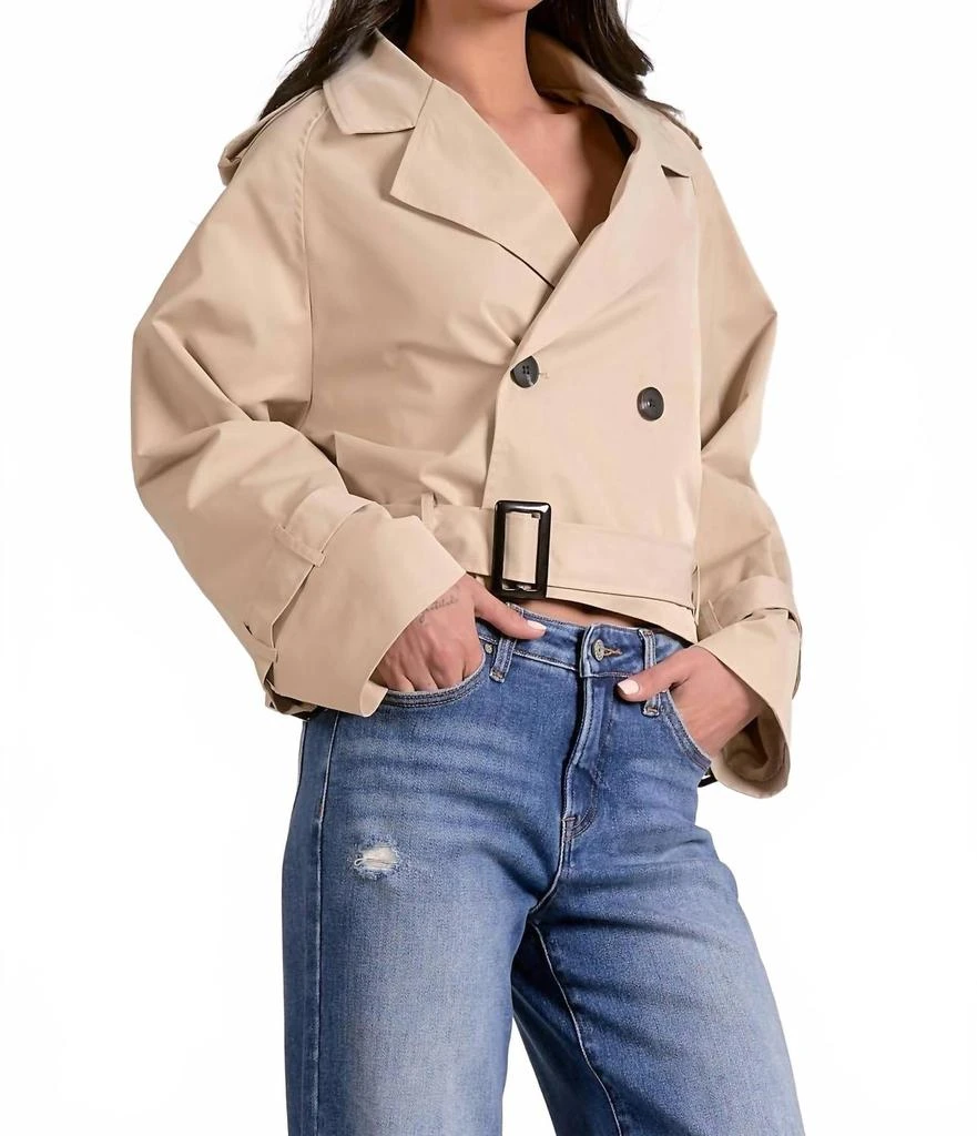 Elan Alice Cropped Trench Coat In Beige 3