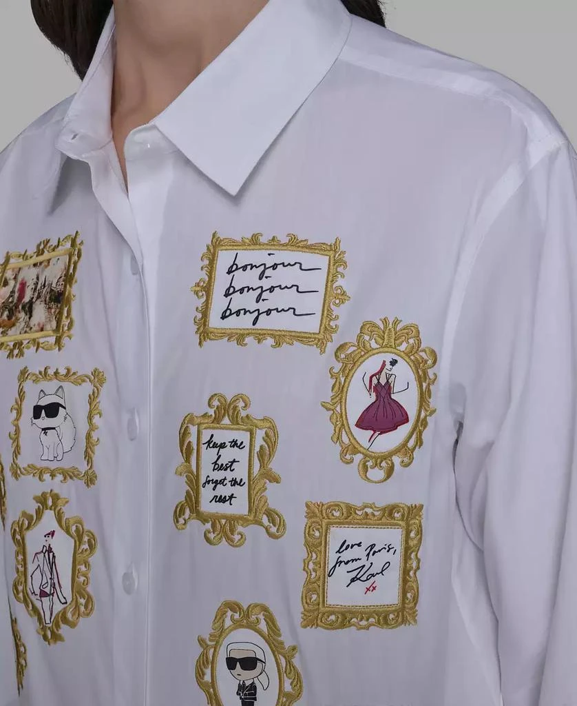 Karl Lagerfeld Paris Women
s Portrait Button Down Top 7