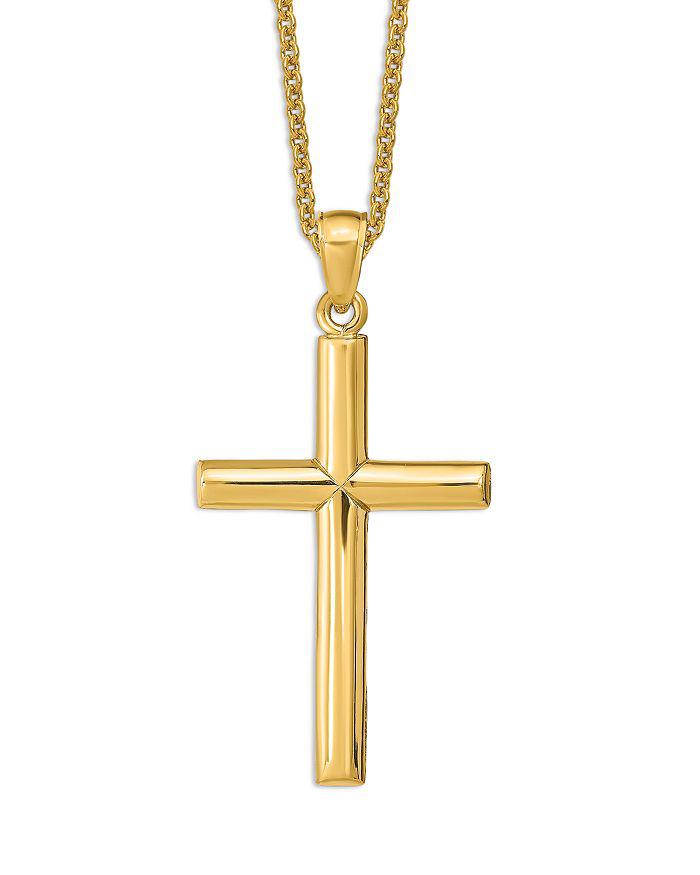 Bloomingdale's Men's Polished Cross Pendant Necklace in 14K Yellow Gold, 20"