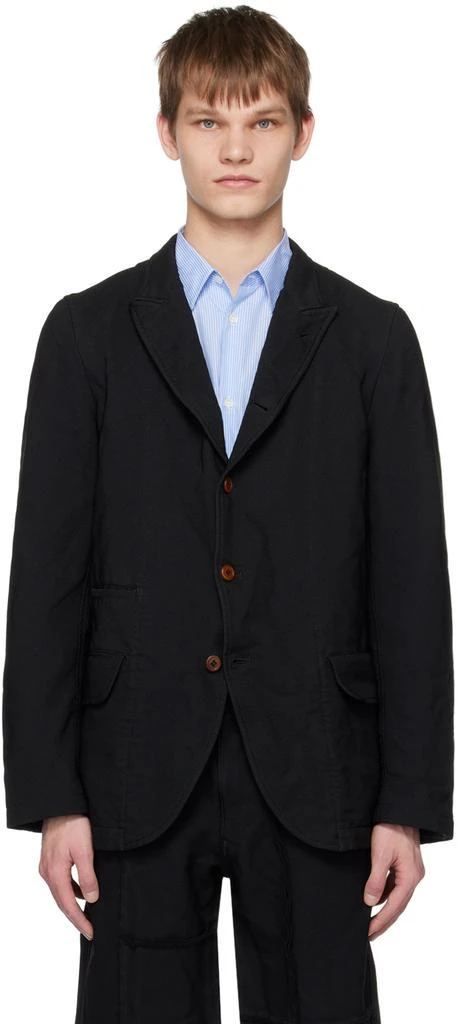 Comme des Garcons Black Peaked Lapel Blazer 1
