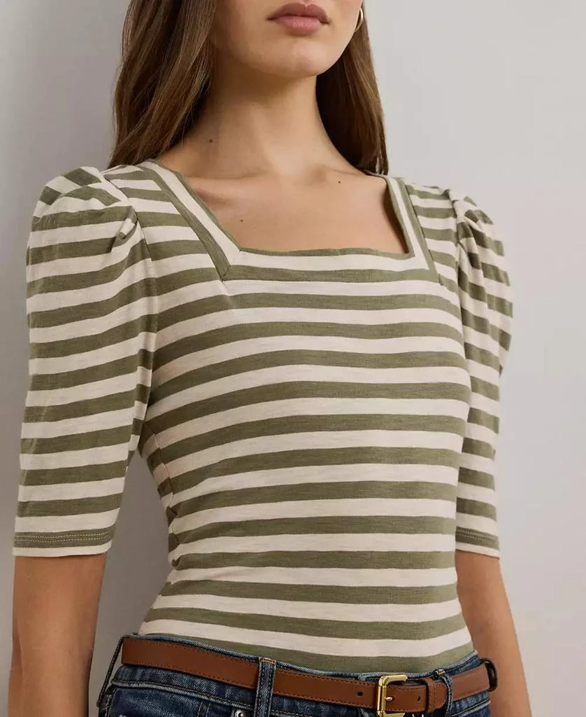 Ralph Lauren Women's Striped Cotton Jersey Puff-Sleeve Tee 3