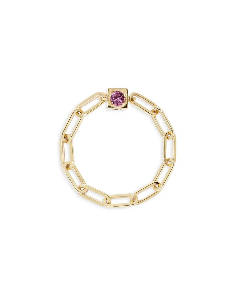 Dinh Van 18K Yellow Gold Le Cube Diamont Pink Sapphire Chain Ring 1