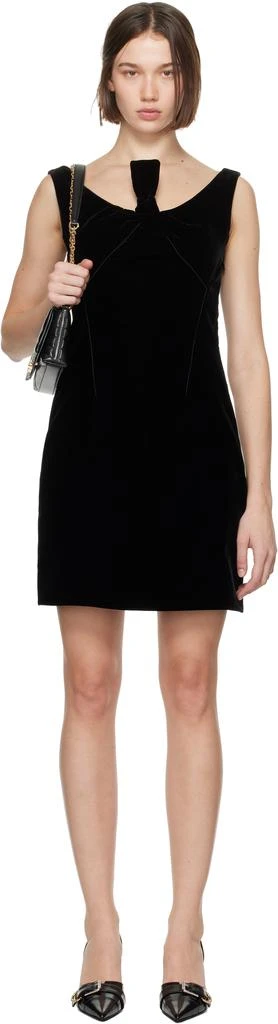 black givenchy lace and velvet mini dress self-portrait - Black Velvet Crystal Trim Mini Dress