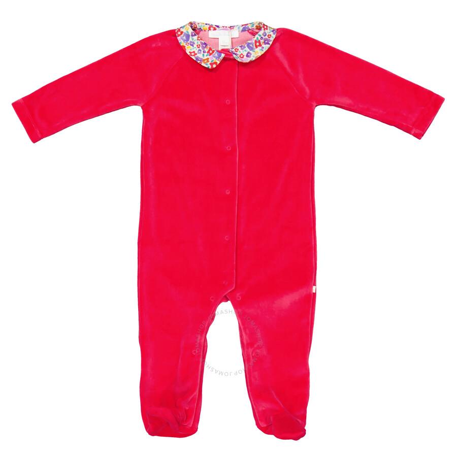 Marie Chantal Kids Angel Wing Velour Sleepsuit