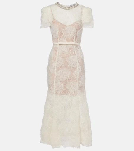 Self Portrait Semi-sheer lace midi dress