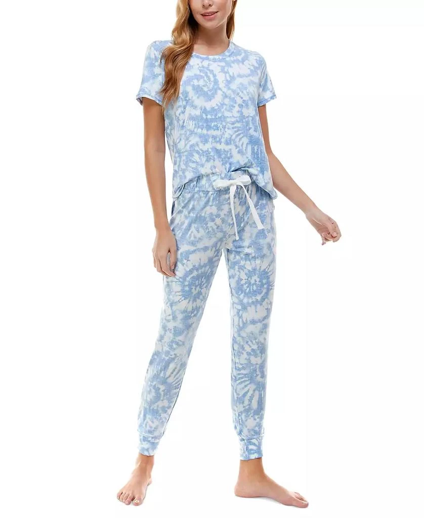 Roudelain Printed Short Sleeve Top & Jogger Pajama Set 1