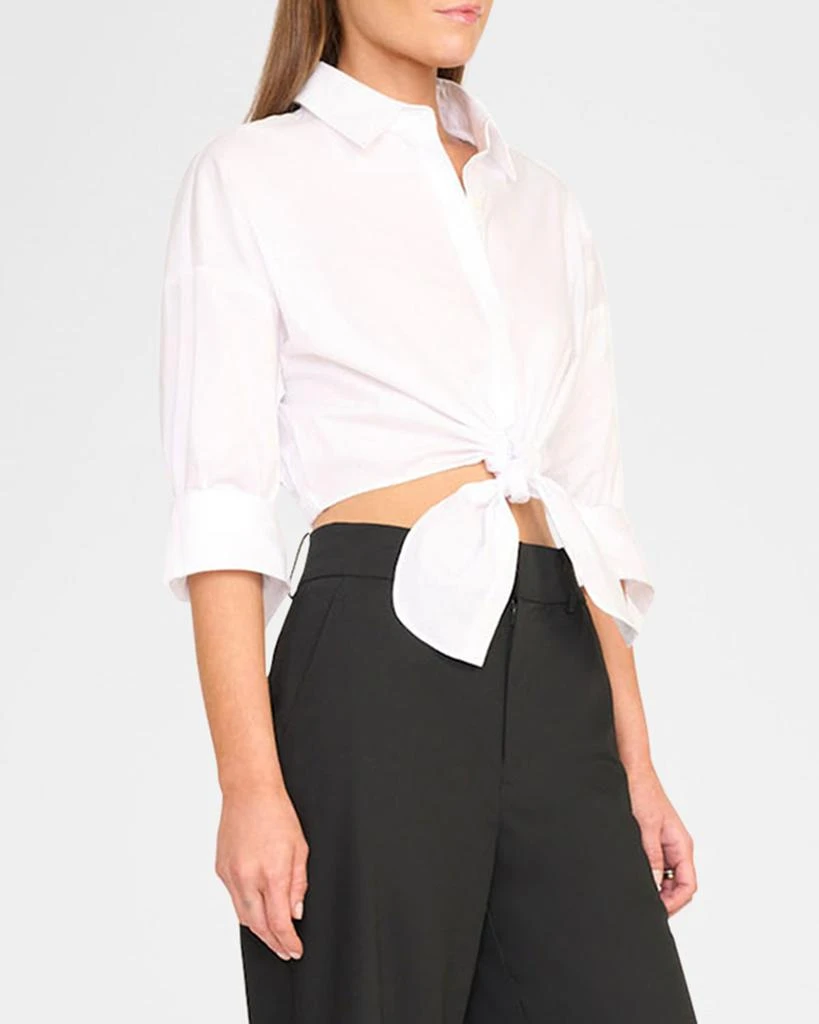 Staud Lisa Tie-Front Cotton Shirting Crop Top 6