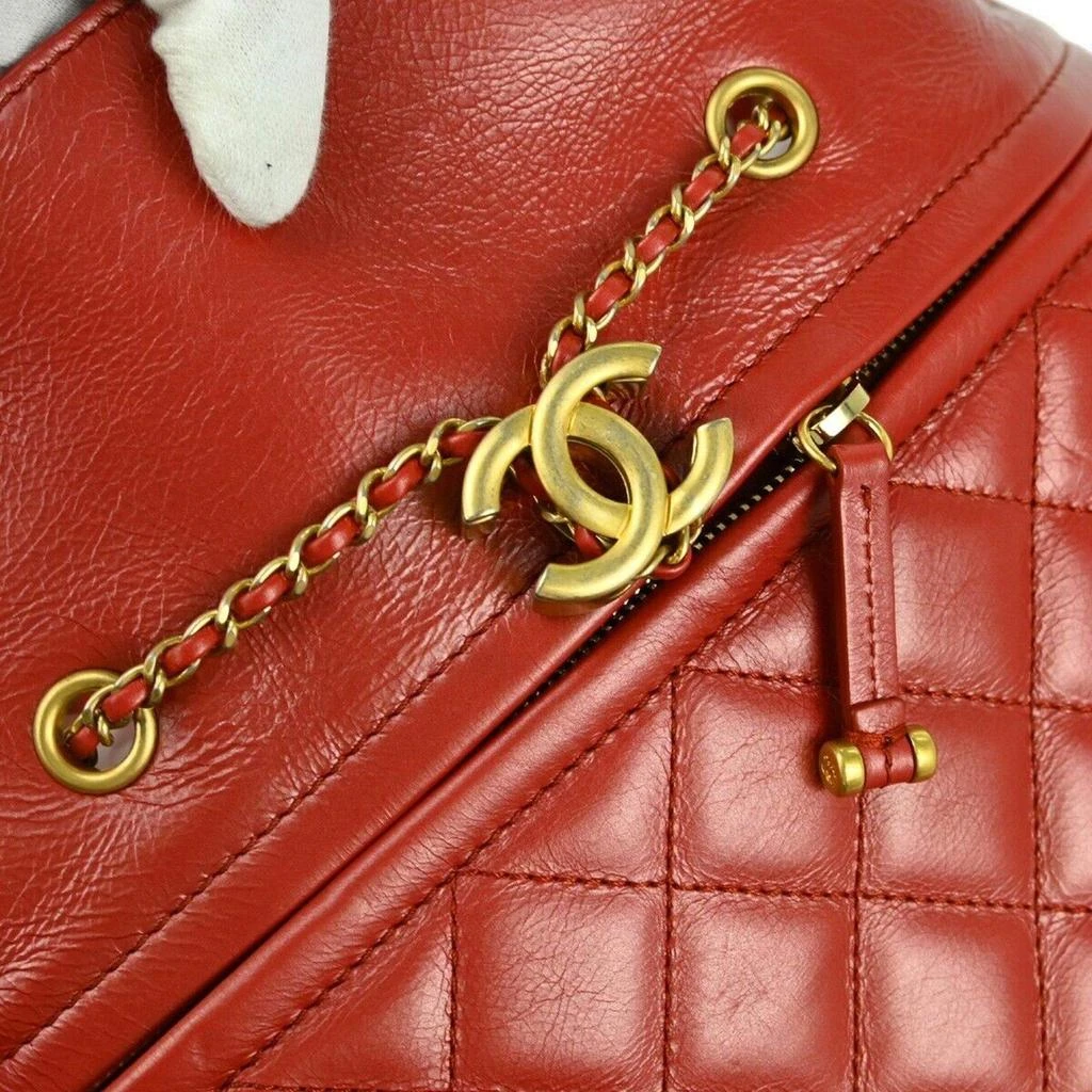 Chanel Chanel Red Lambskin Drawstring Tote Bag 9