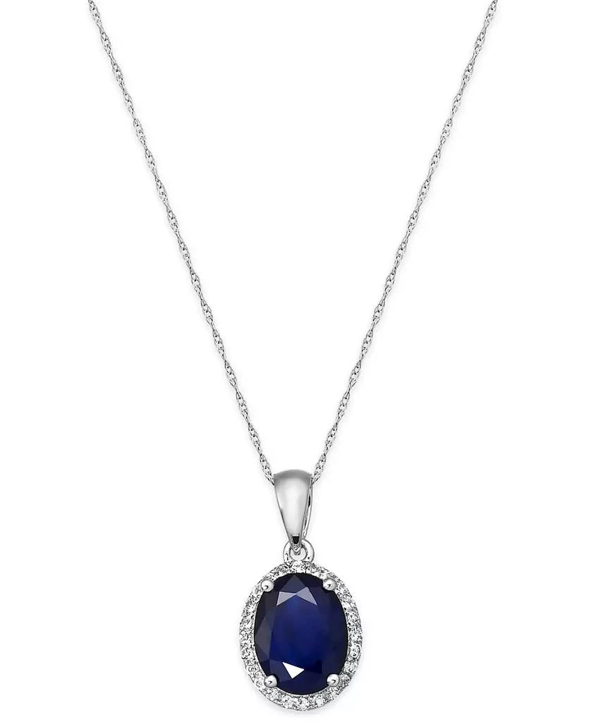 Macy's Sapphire and White Sapphire (2-1/4 ct. t.w.) Oval Pendant Necklace in 10k White Gold 1