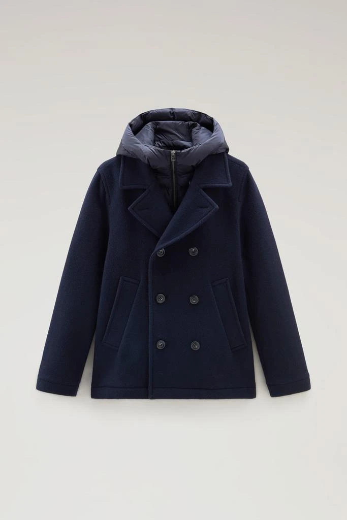 Woolrich 2-in-1 Peacoat in Recycled Italian Wool Blend - Men - Blue 5