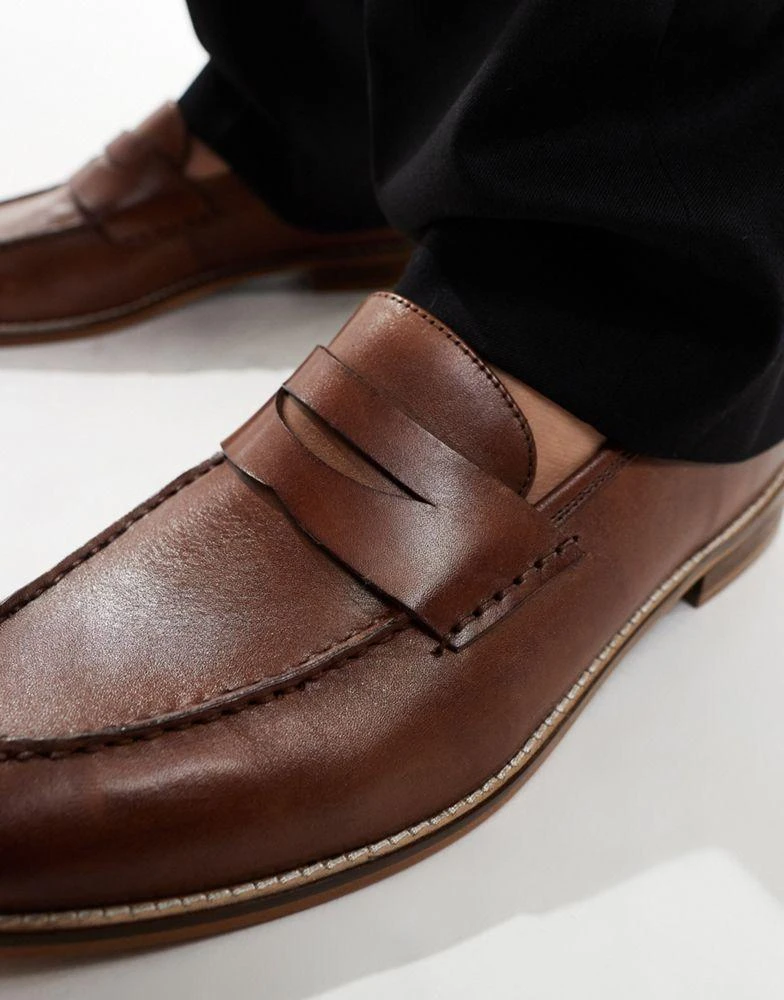 ASOS ASOS DESIGN loafers in tan leather with natural sole - STONE 2
