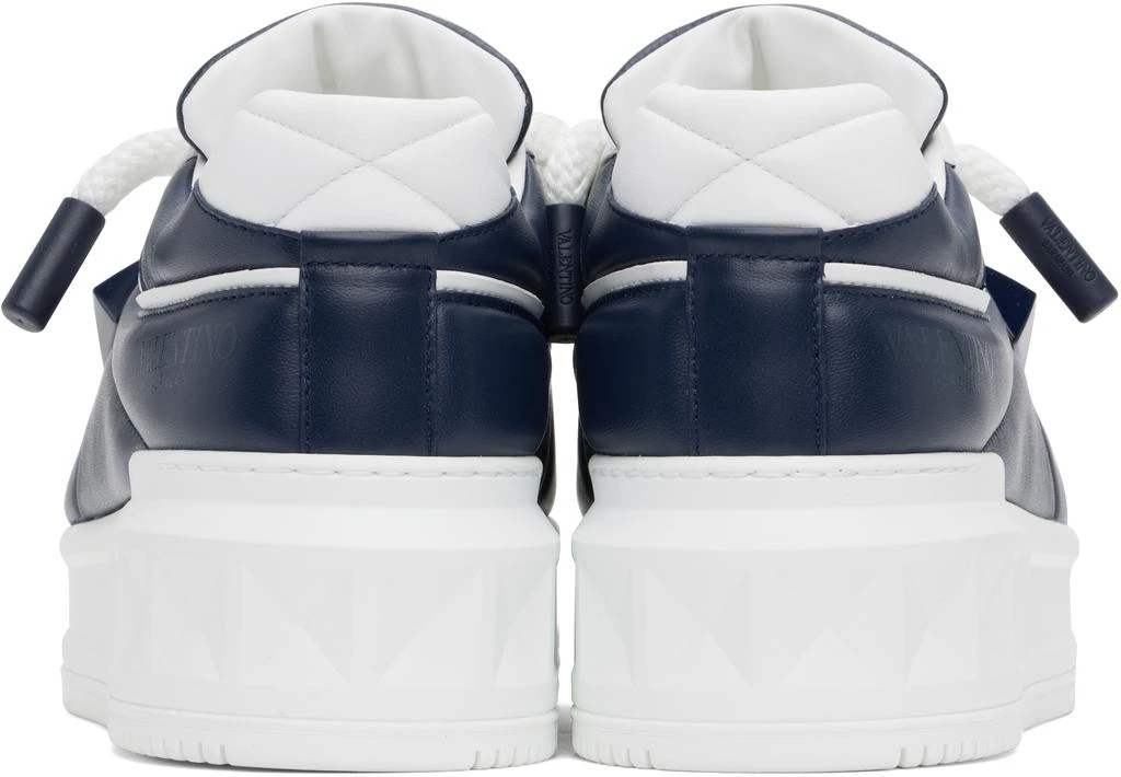 Valentino White & Navy Low-Top One Stud XL Sneakers 2