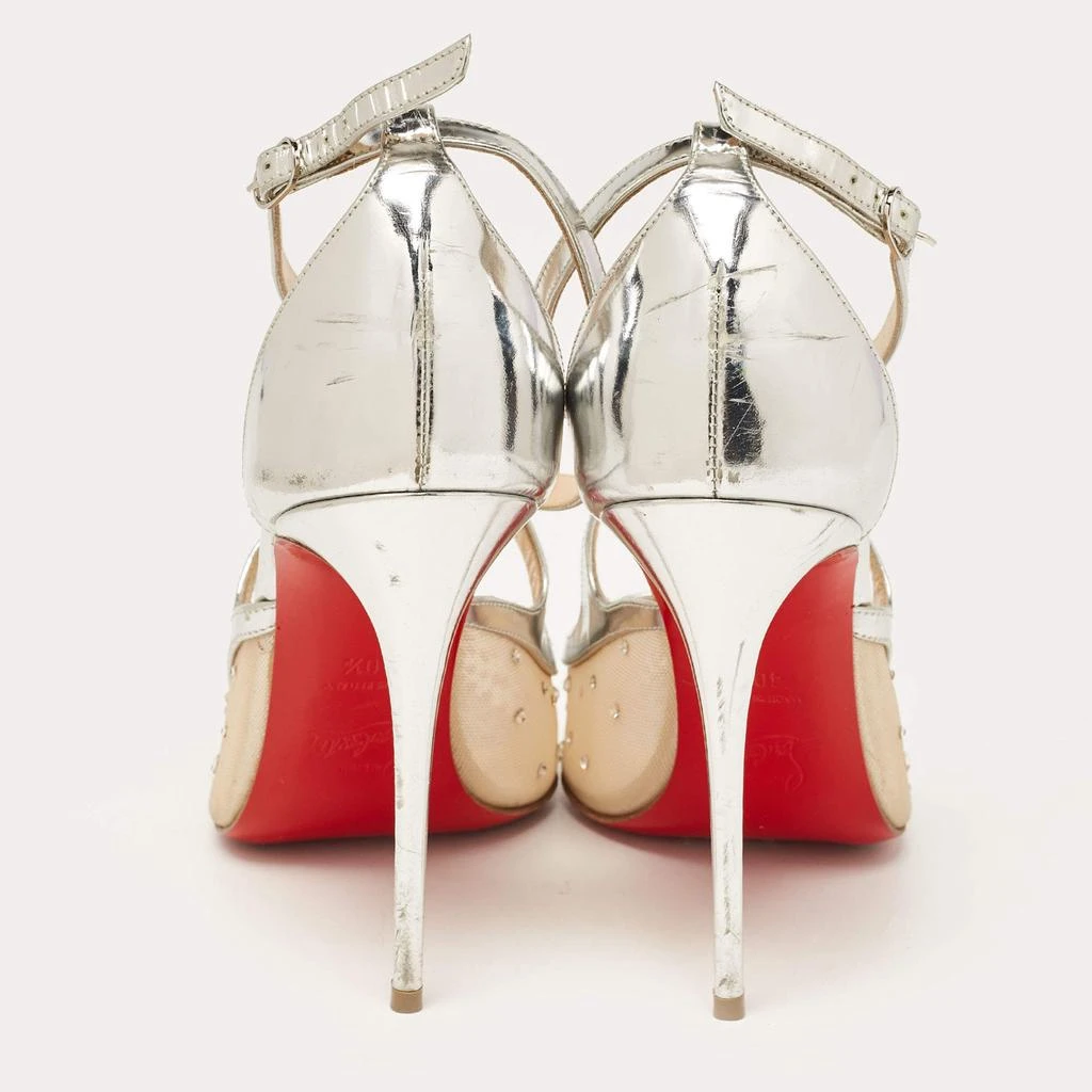 Christian Louboutin Christian Louboutin Silver Leather and Mesh Twistissima Strass Pumps Size 40.5 5