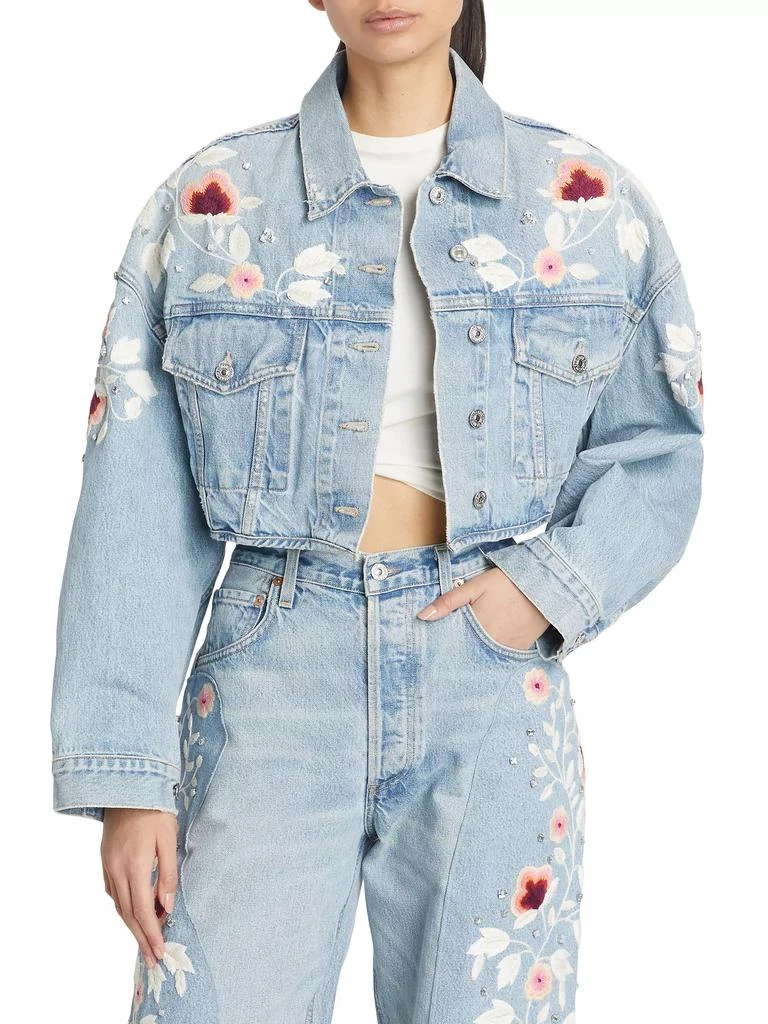 Citizens of Humanity Lena Floral Embroidered Crop Denim Jacket 3