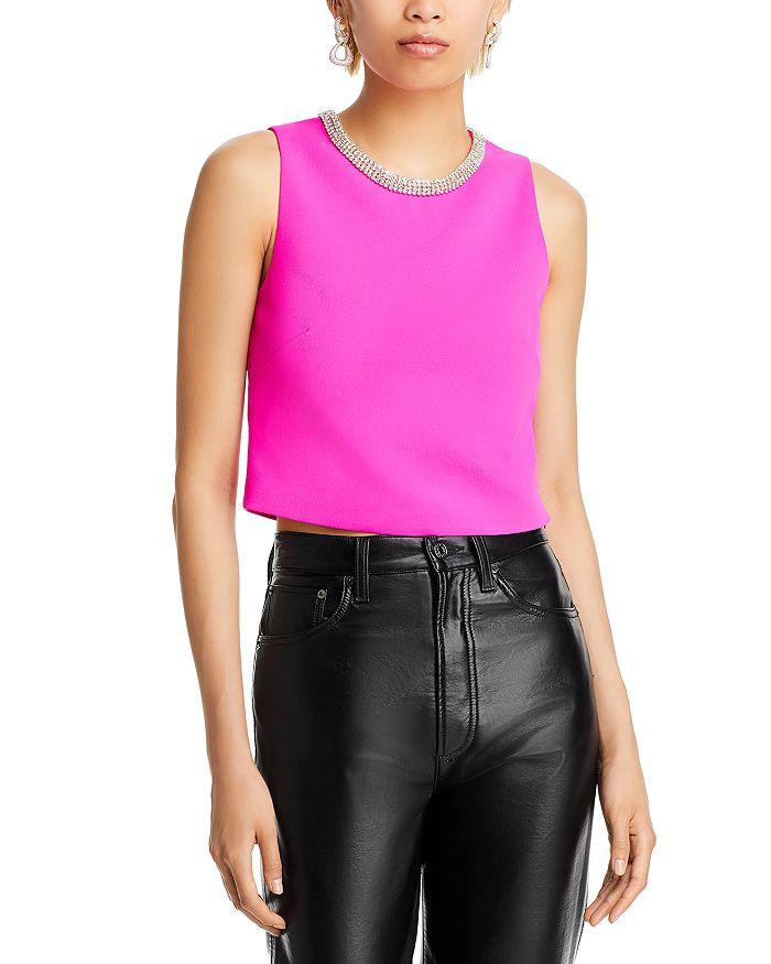 Generation Love Nia Rhinestone Collar Crepe Cropped Top