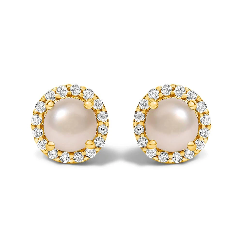 Haus of Brilliance 10K Gold Gemstone and 1/6 Cttw Diamond Halo Stud Earring