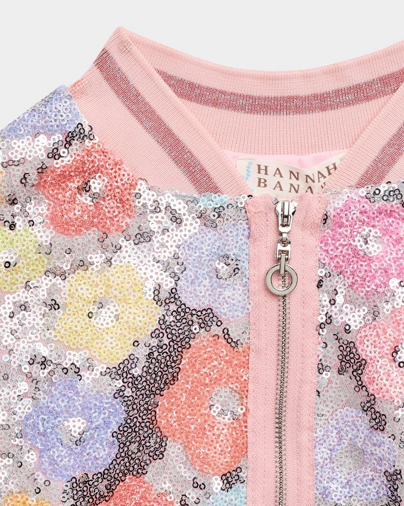 Hannah Banana Girl
s Glitter Flower Bomber Jacket, Size 4-14 3