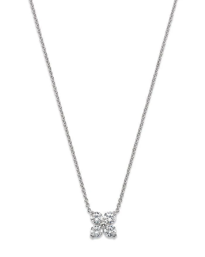 Bloomingdale's Certified Diamond Clover Pendant Necklace in 14K White Gold featuring diamonds with the DeBeers Code of Origin, 0.50 ct. t.w. - 100% Exclusive 1