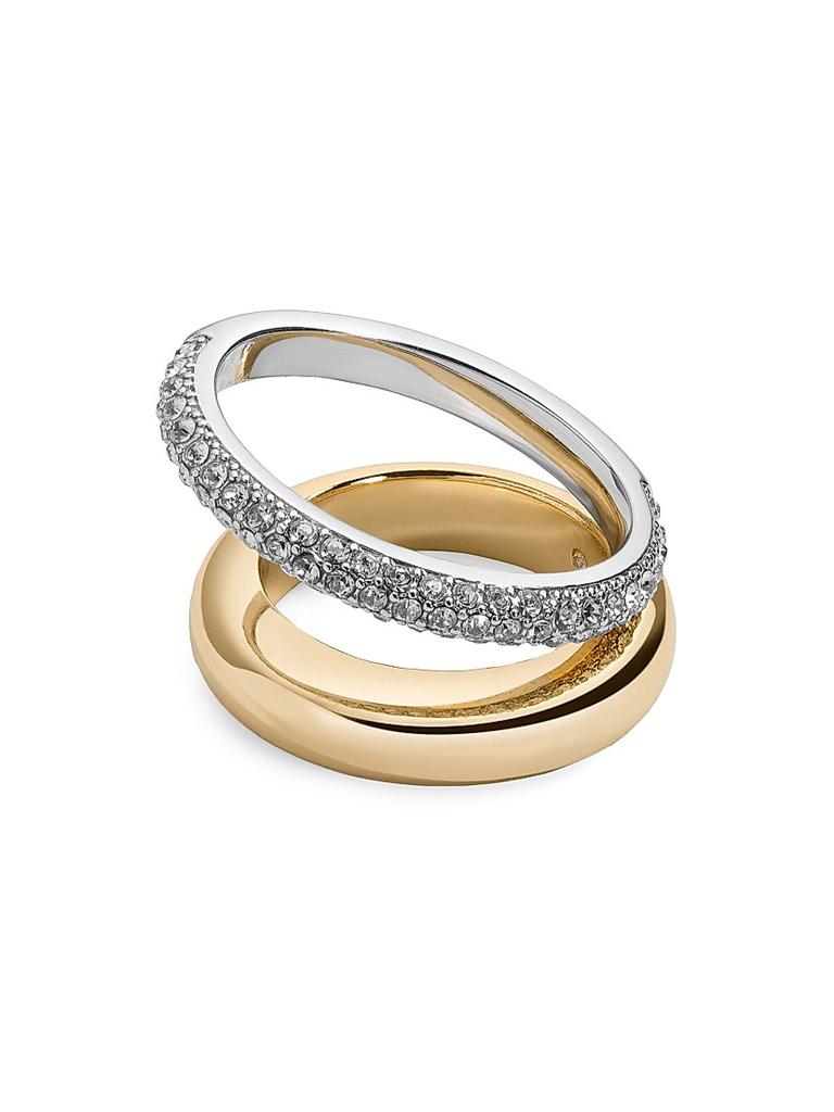 Demarson Vida Two-Tone & Glass Crystal Double-Band Ring
