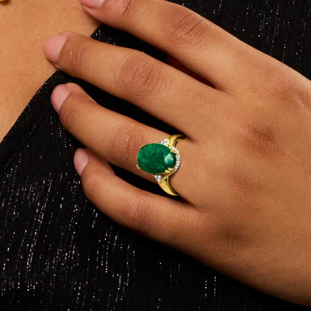 Ross-Simons Emerald Ring With Diamond Accents in 18kt Gold Over Sterling 6