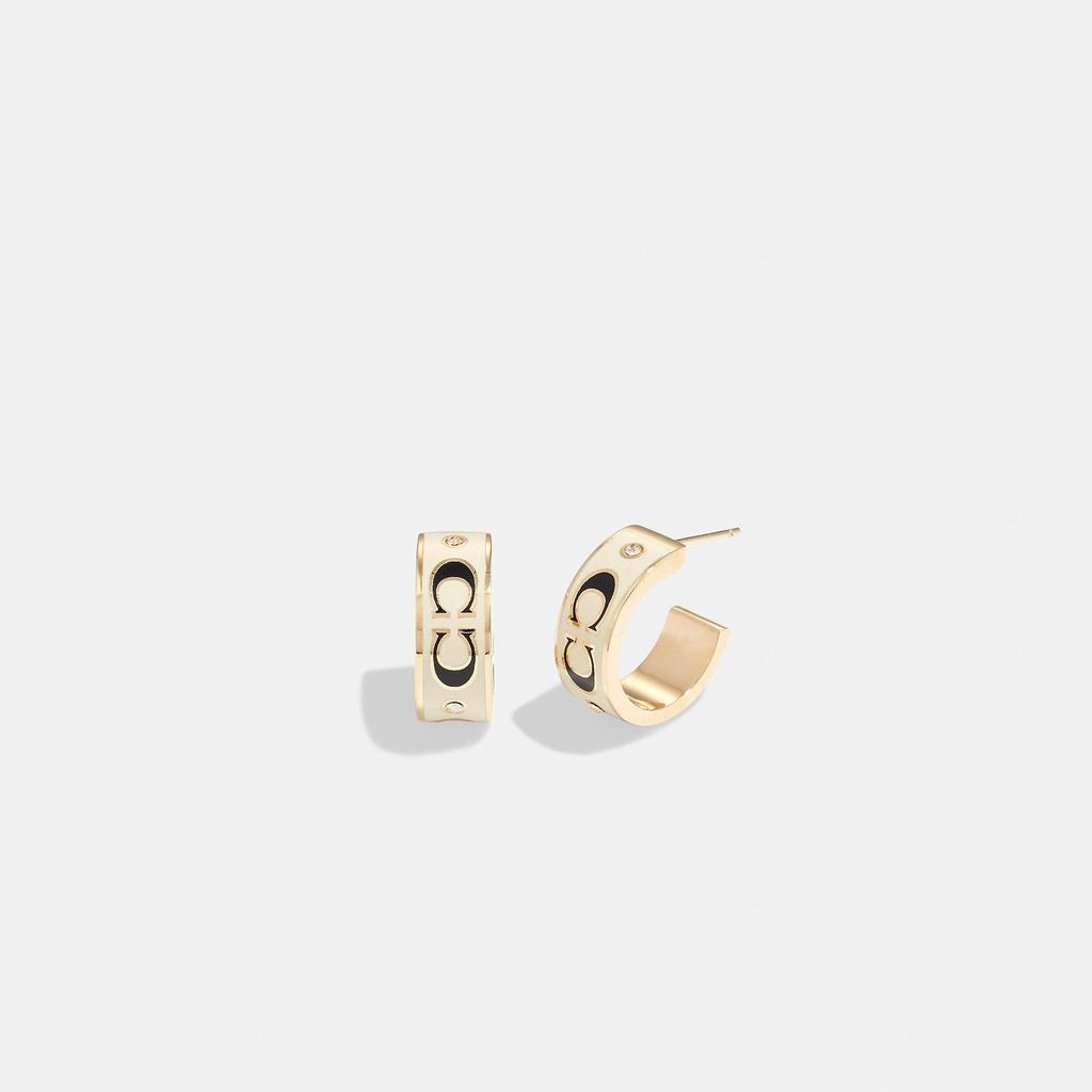 Coach Signature Enamel Huggie Earrings