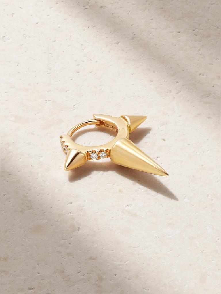 Maria Tash 18k 黄金钻石单只耳环（6.5 毫米）