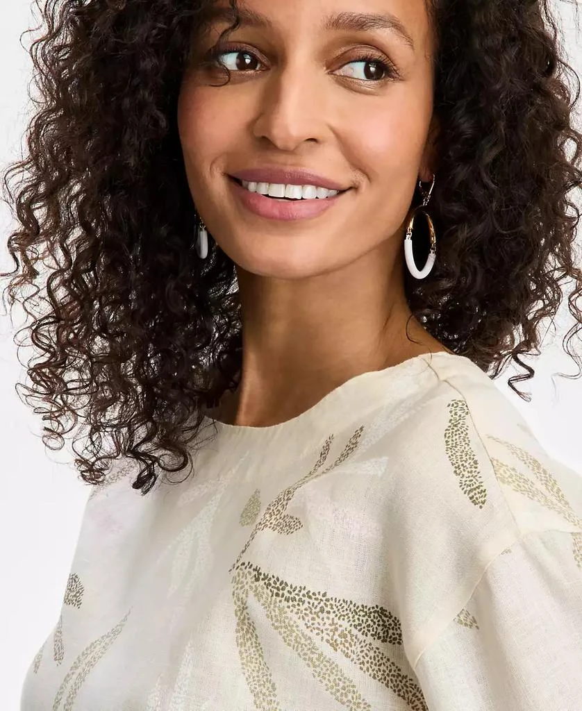 Charter Club Women's Palm-Print 100% Linen Top, Exclusively at Macy's 3