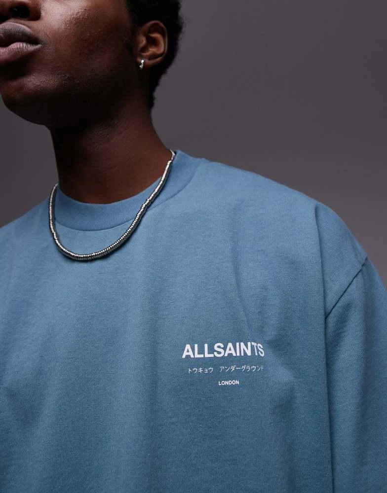 ALL SAINTS AllSaints Underground oversized t-shirt in eris blue 3