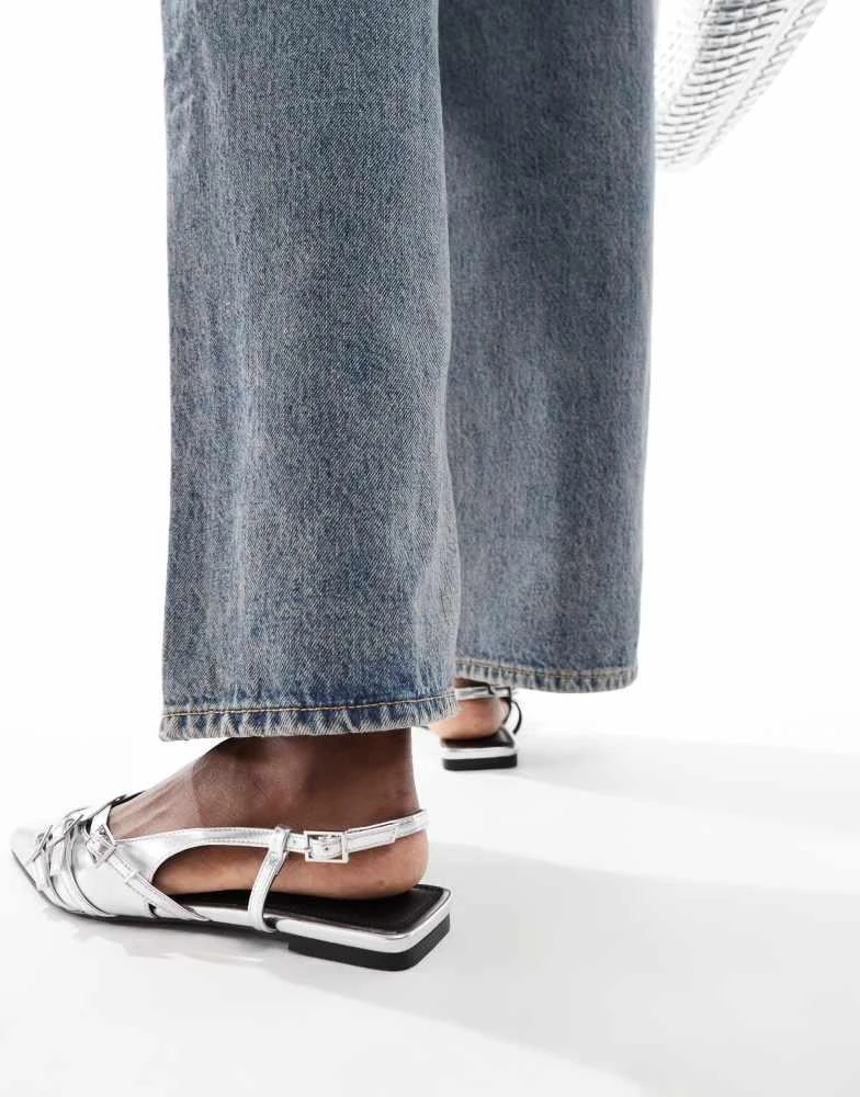 ASOS ASOS DESIGN Lotto slingback ballet in silver 4