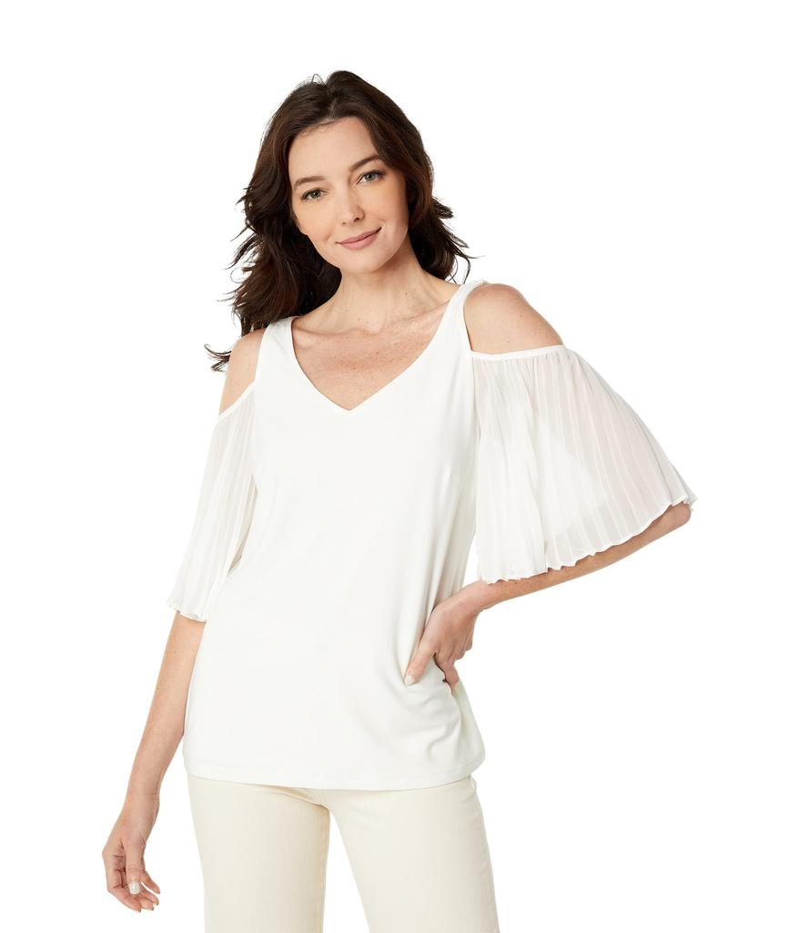 Vince Camuto Short Sleeve Cold-Shoulder Smock Bottom Blouse