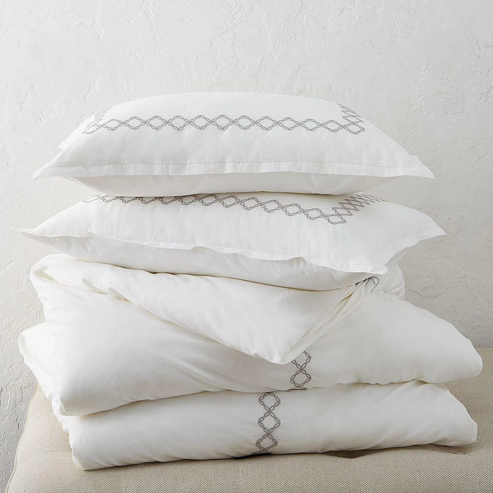 sky Embroidered Percale Euro Shams, Pair - Exclusive 2