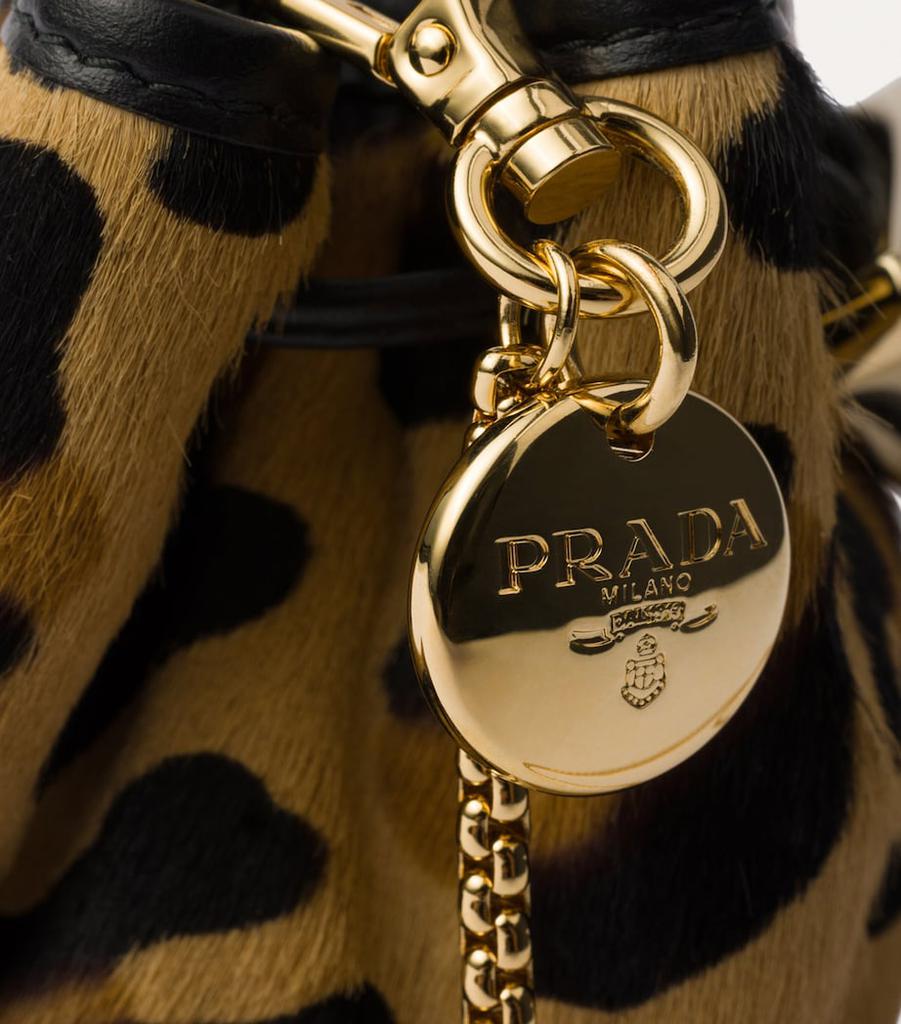 Prada Mini Leather Leopard Cross-Body Pouch - Crossbody Bags