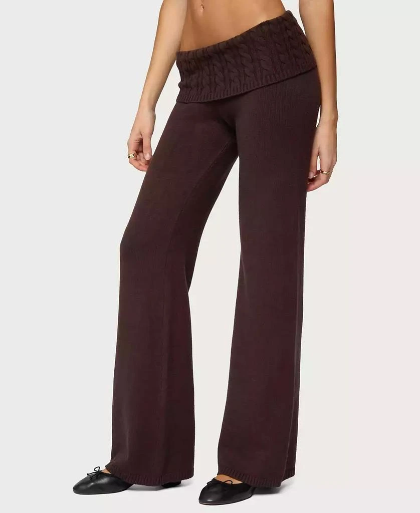 Edikted Women
s Lula Cable Knit Foldover Pants 4