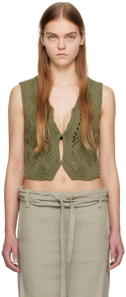 OPEN YY Khaki Argyle Vest