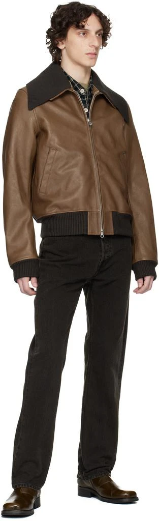 Our Legacy Brown Pharos Leather Bomber Jacket 4