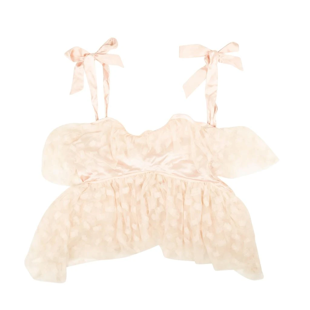 Rodarte Embroidered Tulle Bow Tiered Top - Light Pink 1