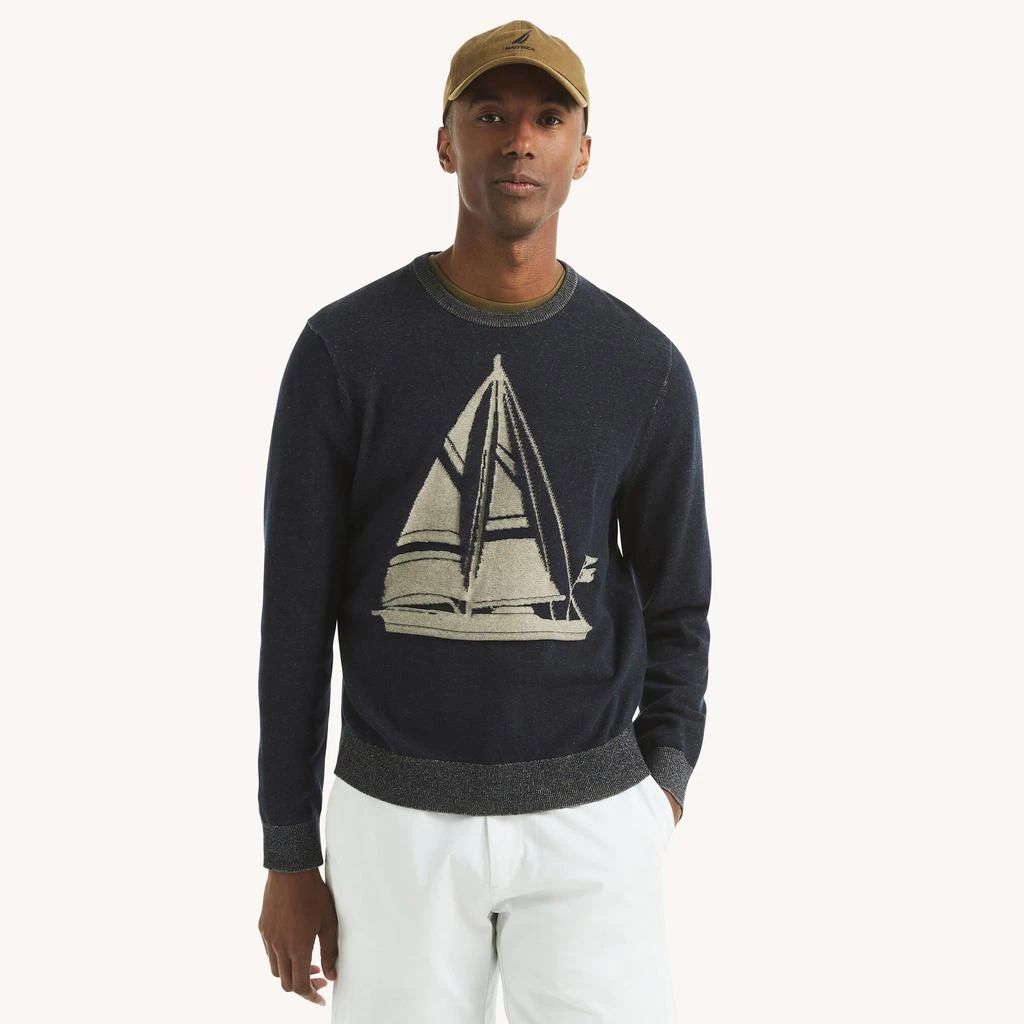 Nautica Mens Plaited Crewneck Sweater