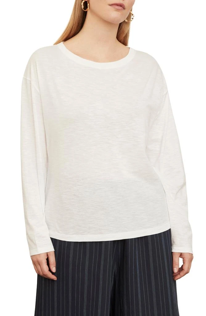 Vince Boxy Long Sleeve Cotton Crewneck Top 1