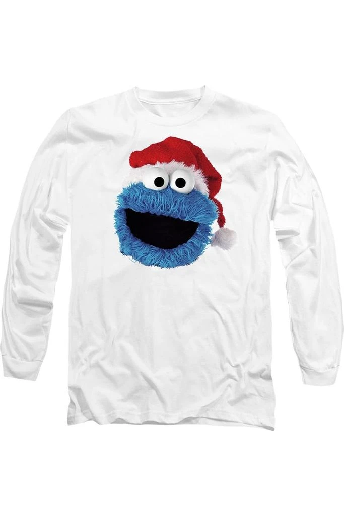 Gildan Sesame Street Cookie Monster Christmas Hat Long Sleeve Adult Tee / T-Shirt 1