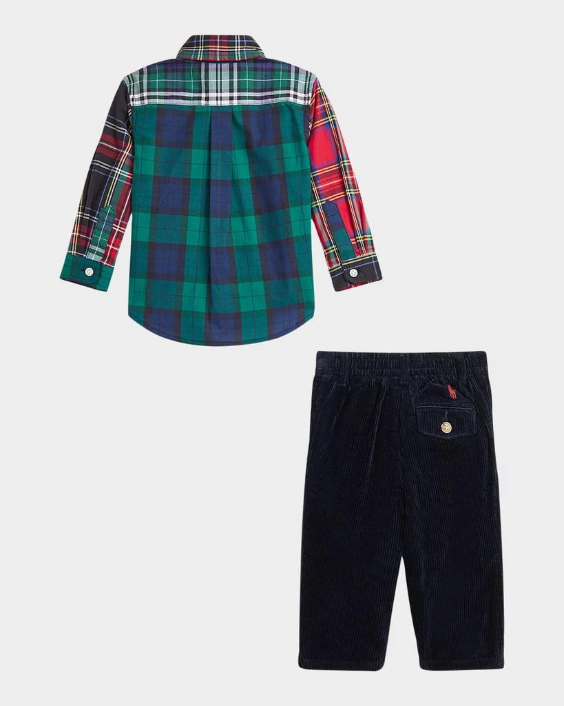 Ralph Lauren Boy's Plaid-Print Shirt W/ Corduroy Pants Set, Size 3M-24M 2