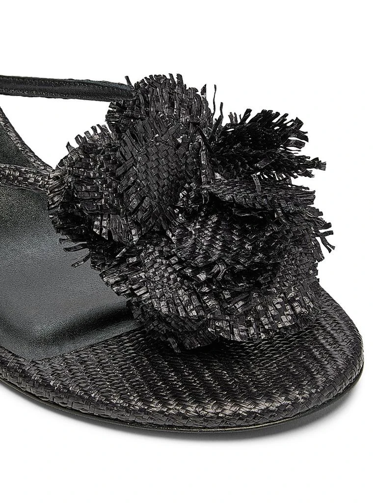 Stuart Weitzman Belize Floral-Appliquéd 50MM Raffia Ankle-Wrap Sandals 5