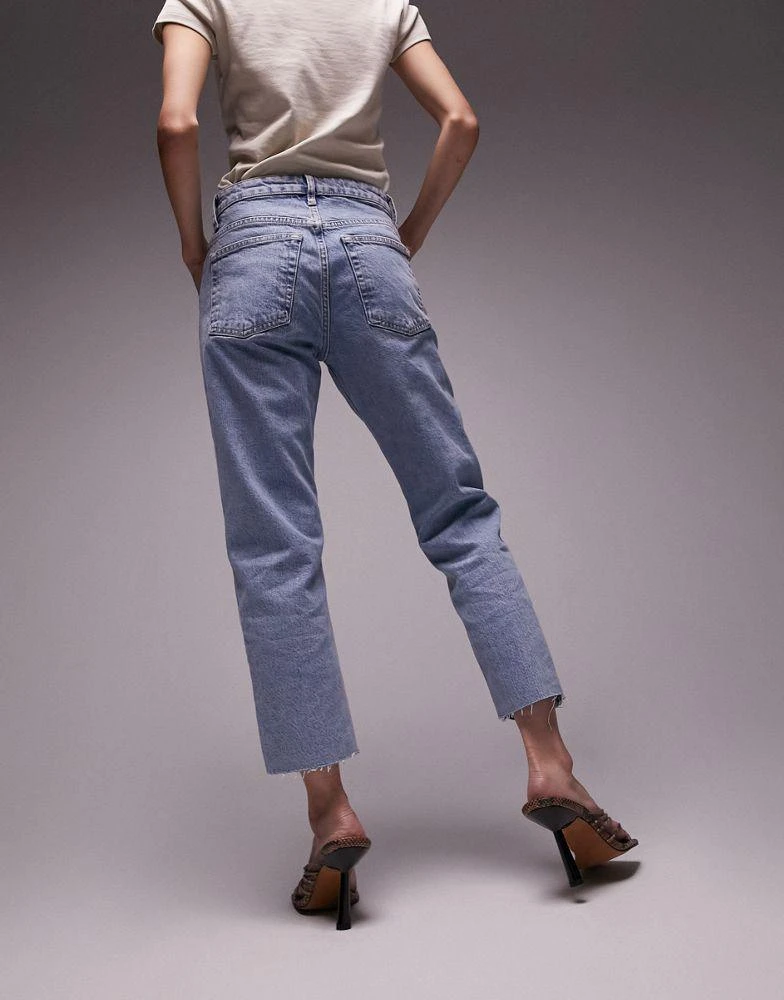 Topshop Topshop Petite straight jeans with raw hem in bleach 2