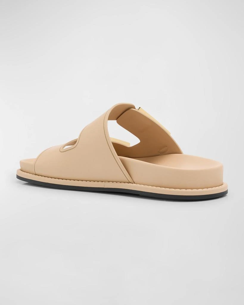 Fendi F Buckle Leather Slide Sandals 5