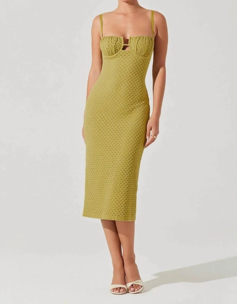 ASTR Jaida Bustier Bodycon Midi Dress In Avocado