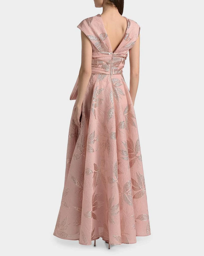 Talbot Runhof Metallic Floral Jacquard Draped One-Shoulder Gown 3